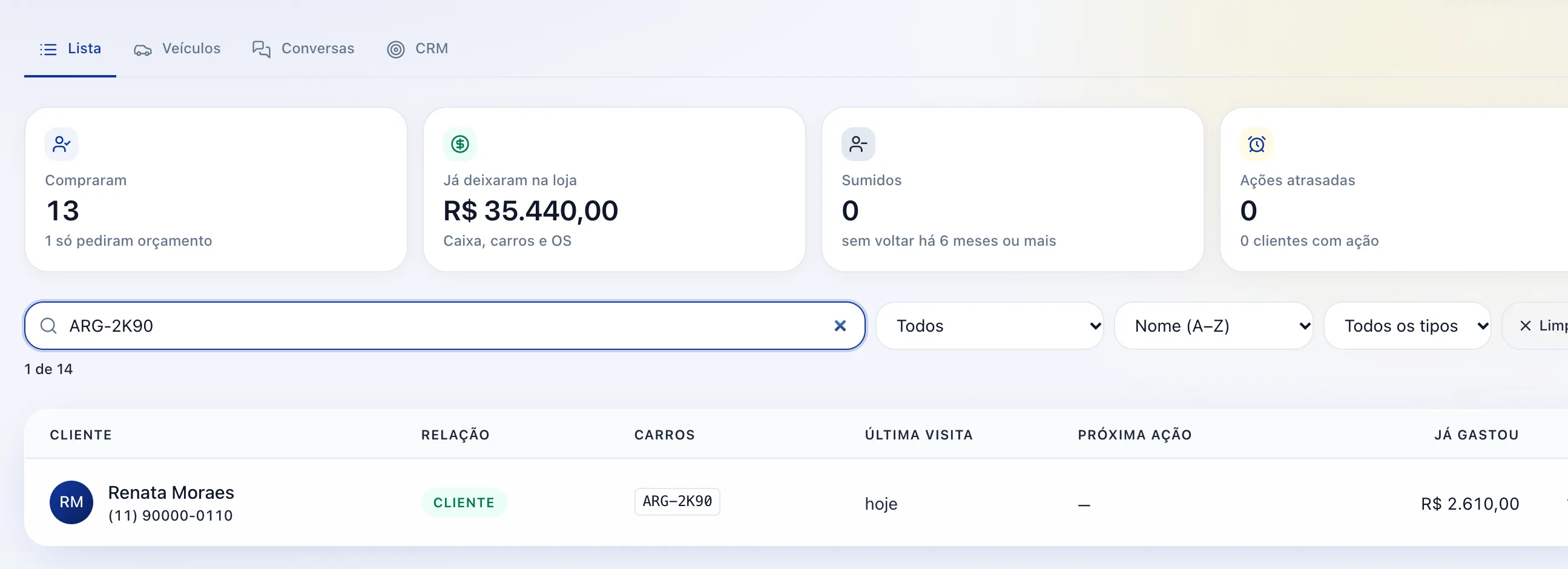 Toque no cliente