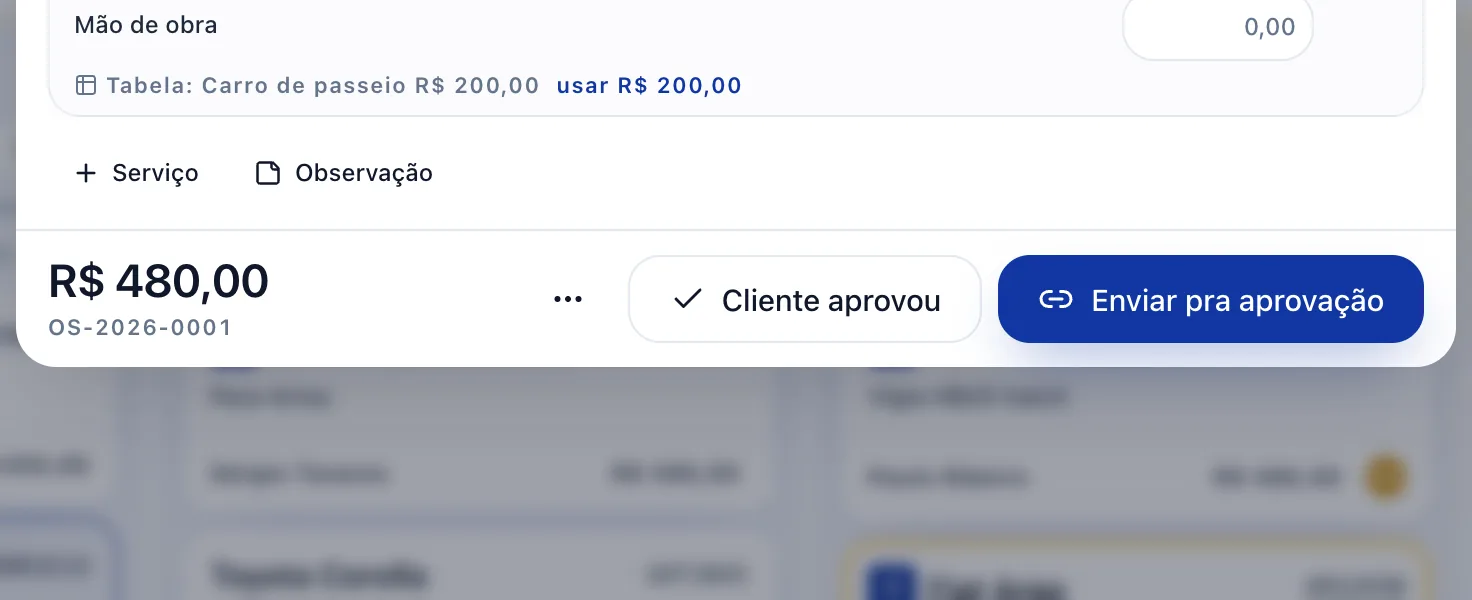 Abra o menu da ficha