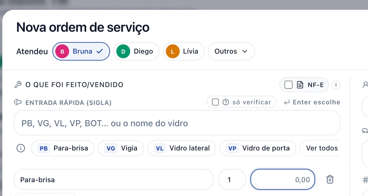Quem atendeu e o vidro