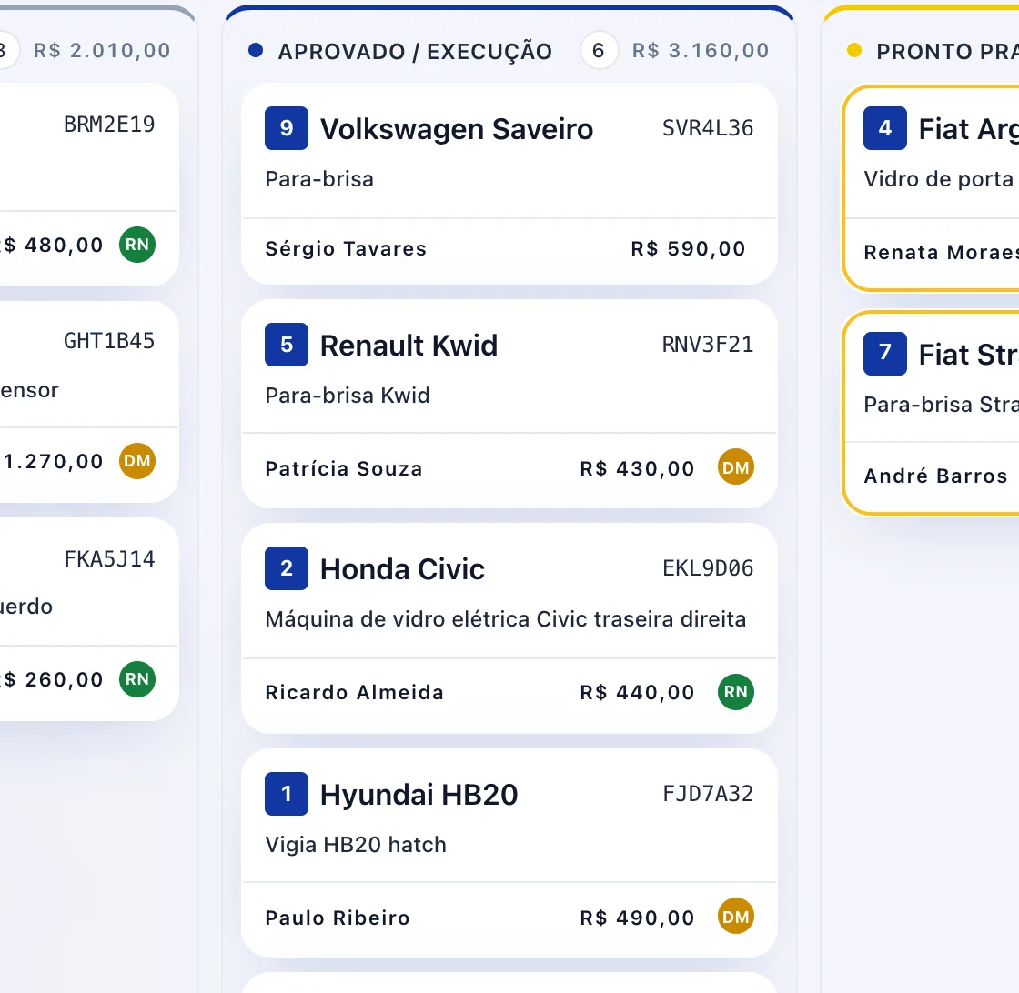 Abra a ficha do carro