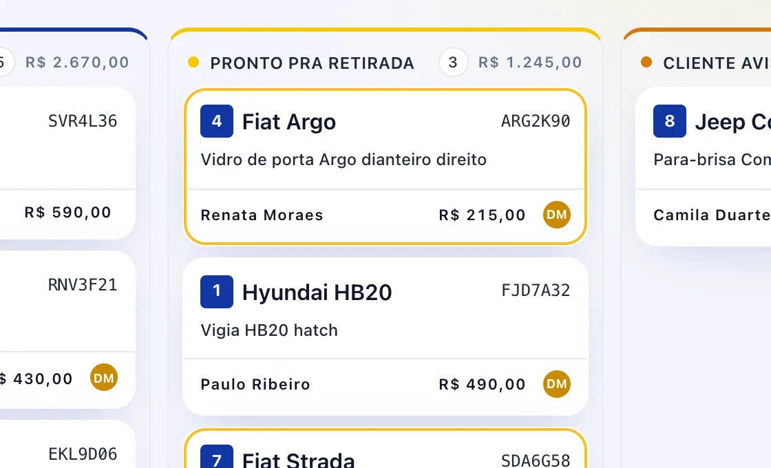 O cartão trocou de coluna